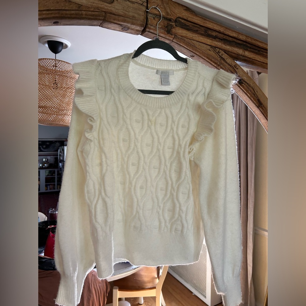 Cream Flutter Detail Sweater